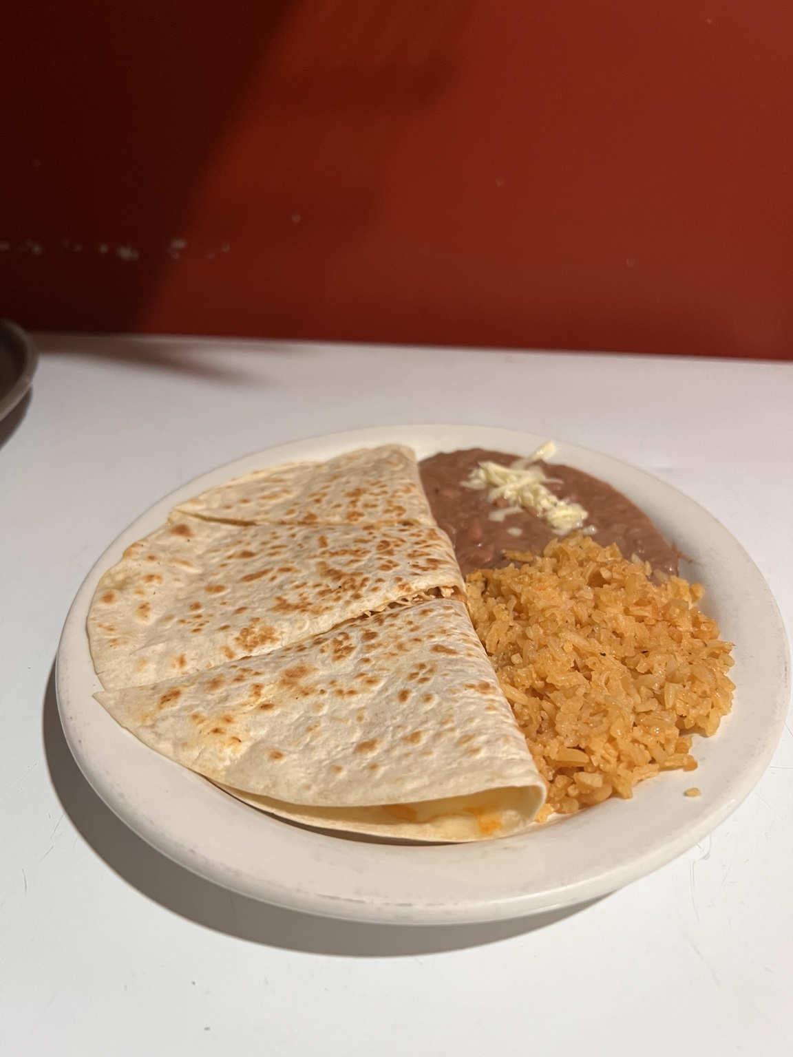 Quesadilla with rice and beans